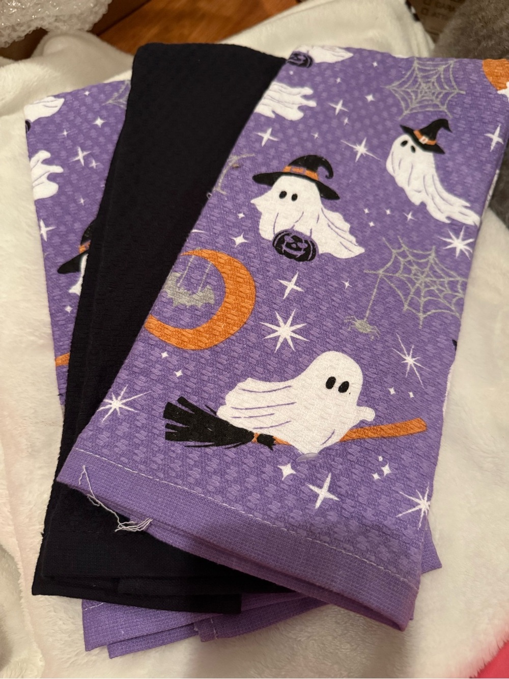 Halloween Ghost Kitchen Towels - Purple